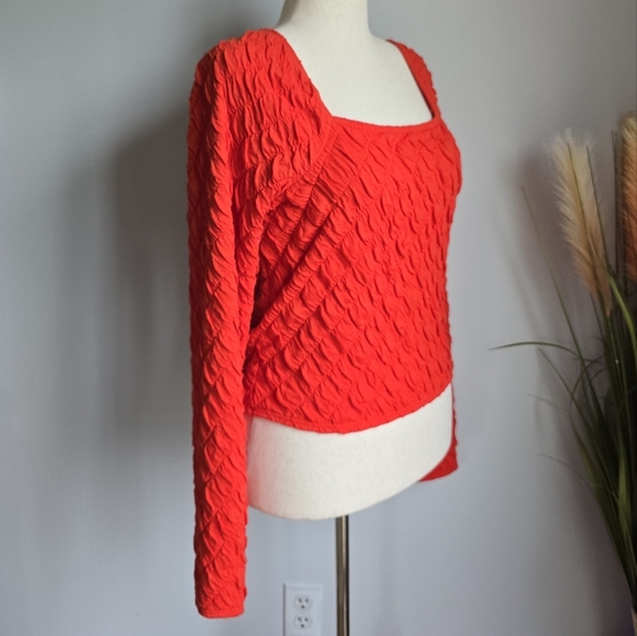 Anthropologie New Maeve Long Sleeve Modern Popcorn Crop Top Womens Size Large - Picture 6 of 12